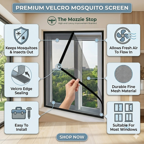 Self-Adhesive Magnetic Mosquito Window Net — Cut to Size Insect Screen Mesh