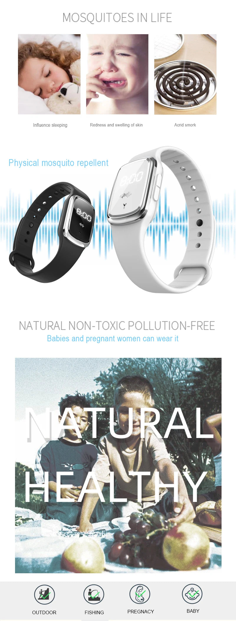 Ultrasonic Mosquito Repellent Watch — Chemical-Free Bug Repeller Watch