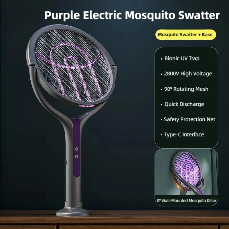 360° Telescopic Electric Mosquito Swatter — Rechargeable Bug Zapper Racket