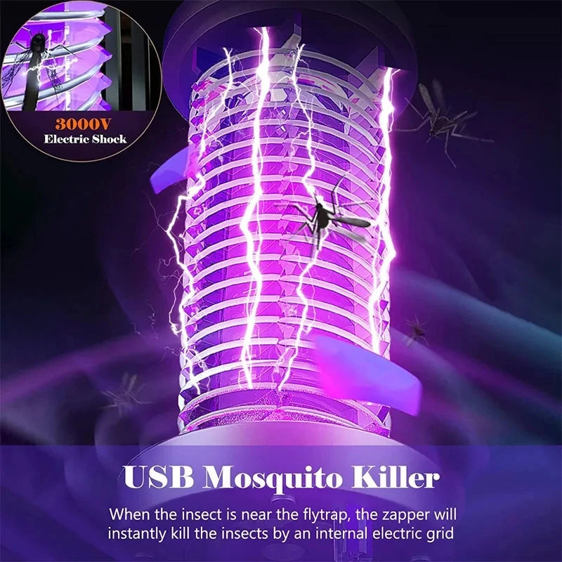 UV Mosquito Killer Lamp — Silent Electric Insect Trap, USB Rechargeable