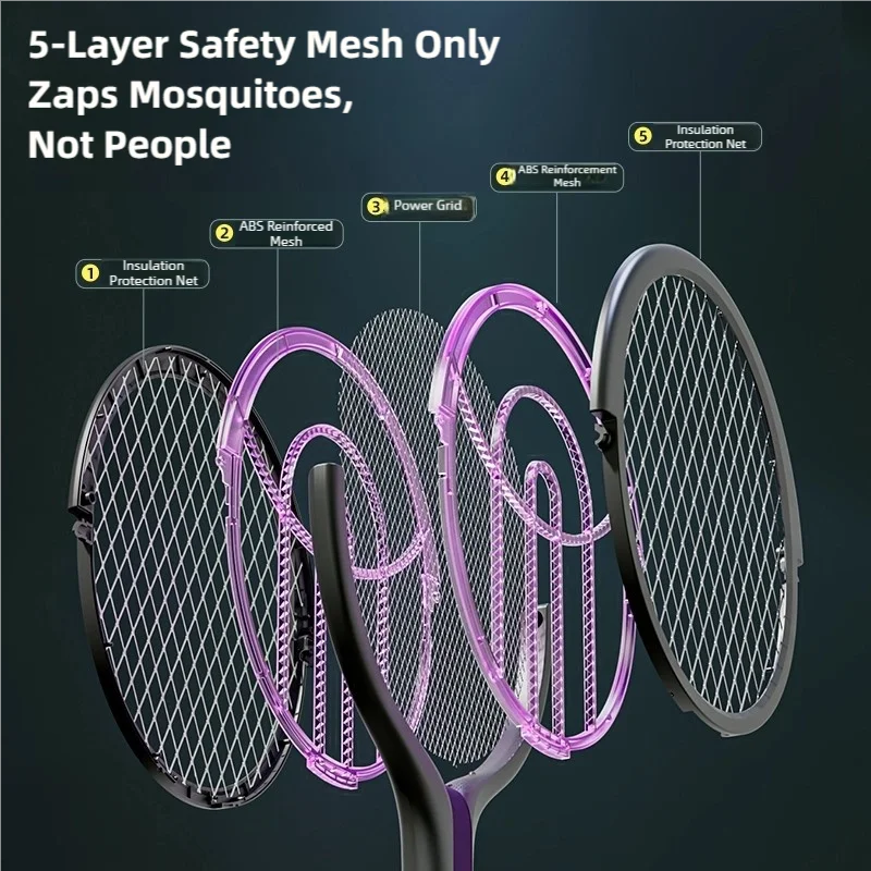 360° Telescopic Electric Mosquito Swatter — Rechargeable Bug Zapper Racket